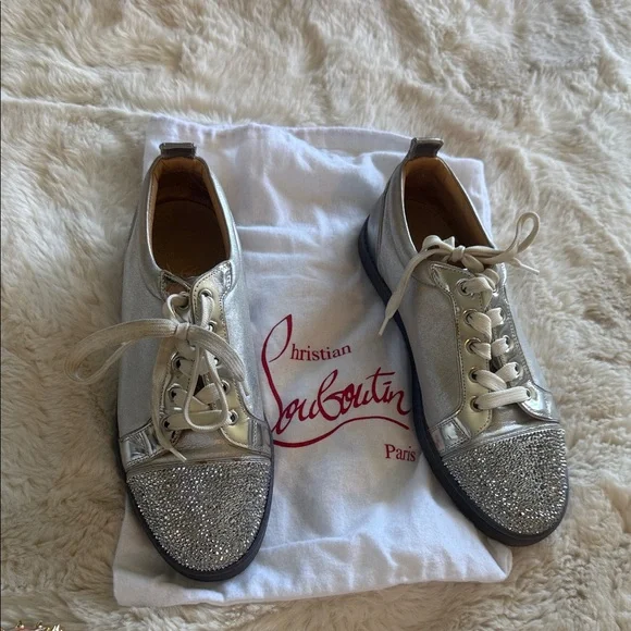 Christian Louboutin Silver Glitter Sneakers - Picture 2 of 6